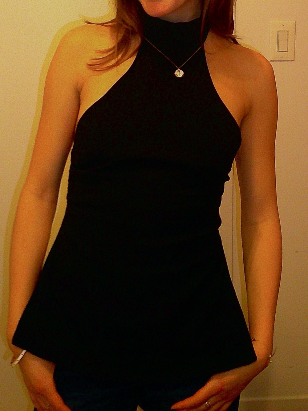 Black Halter Neck Backless Tank Top
